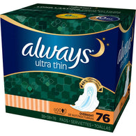 Always Ultra Thin Pads Overnight Pack of 76
