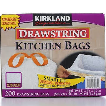 Kirkland Signature 49L Drawstring Kitchen Bags 200-Count
